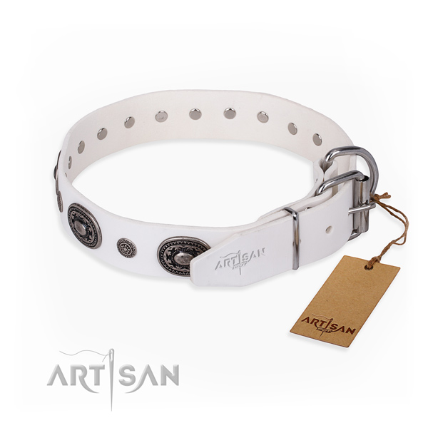 High quality genuine leather dog collar handmade for comfy wearing