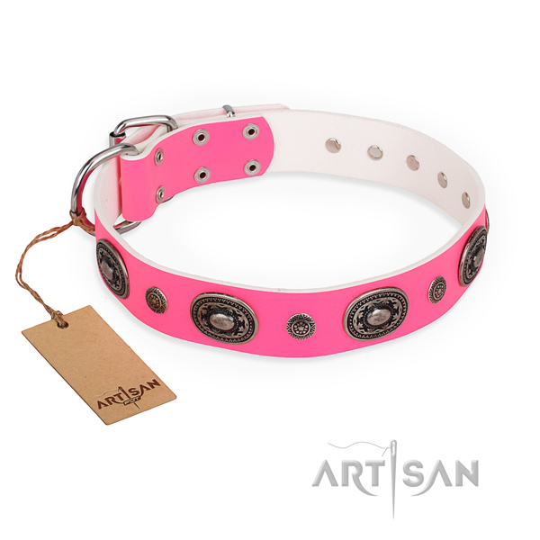 Top notch full grain leather dog collar handcrafted for handy use