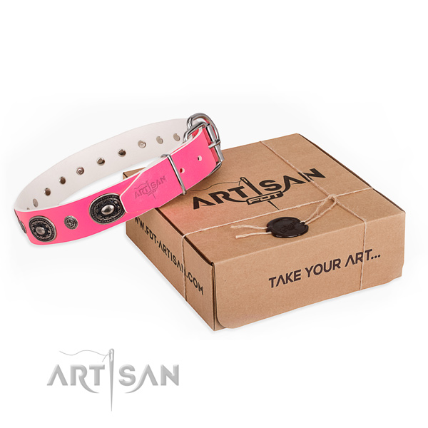 Quality leather dog collar handmade for walking