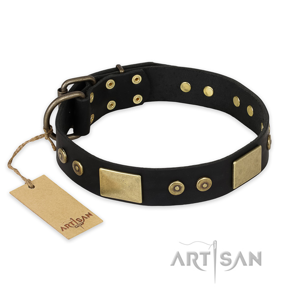 Extraordinary natural genuine leather dog collar for comfy wearing