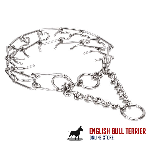 Durable stainless steel dog prong collar with corrosion resistant removable prongs