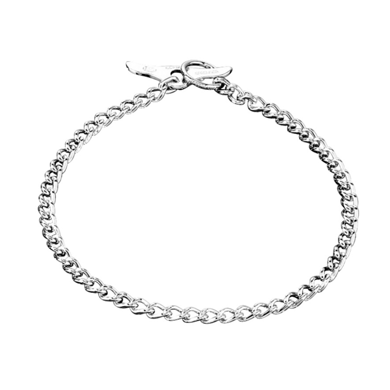 Chrome Plated Short Link Dog Collar with Round Links and Toggle - 2.0 mm - Herm Sprenger - Click Image to Close
