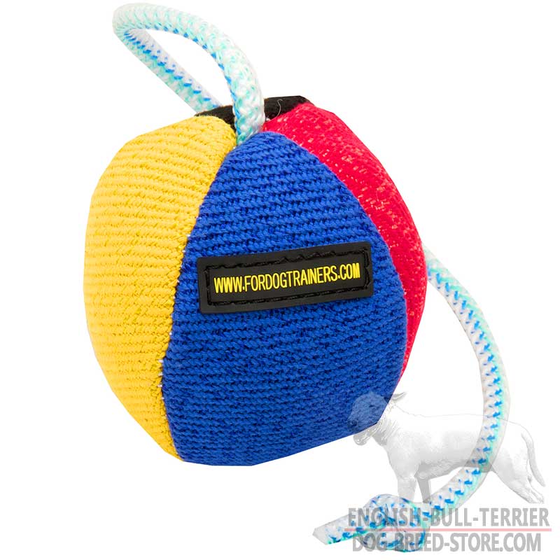 French Linen Bull Terrier Bite Toy - 4 1/3 inch (11 cm) in Diameter