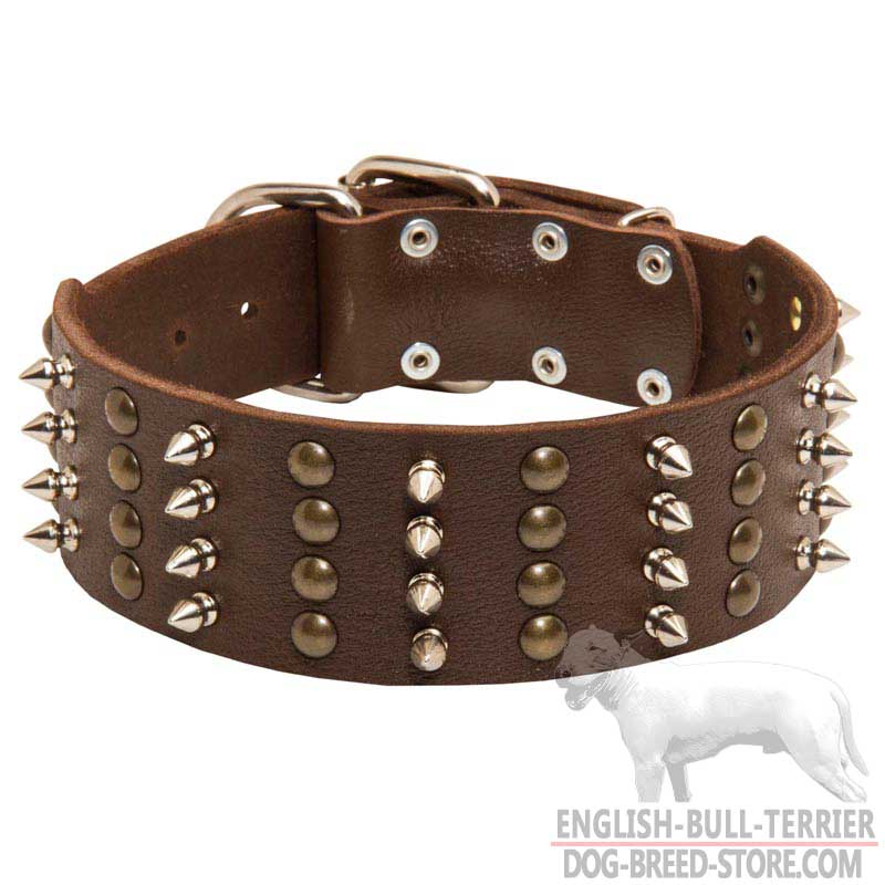 Extra Wide Designer Leather Bull Terrier Collar
