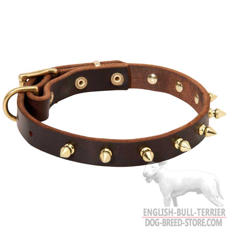 Royal Leather Bull Terrier Collar for Walking - Click Image to Close