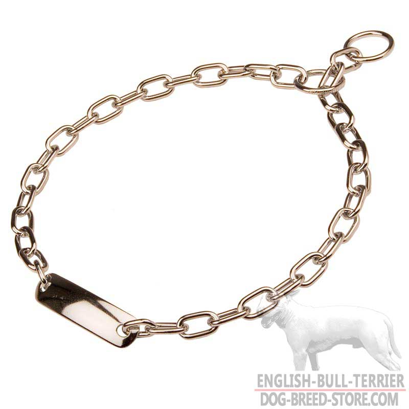 Chrome Plated Steel Bull Terrier Fur Saver with Name Plate
