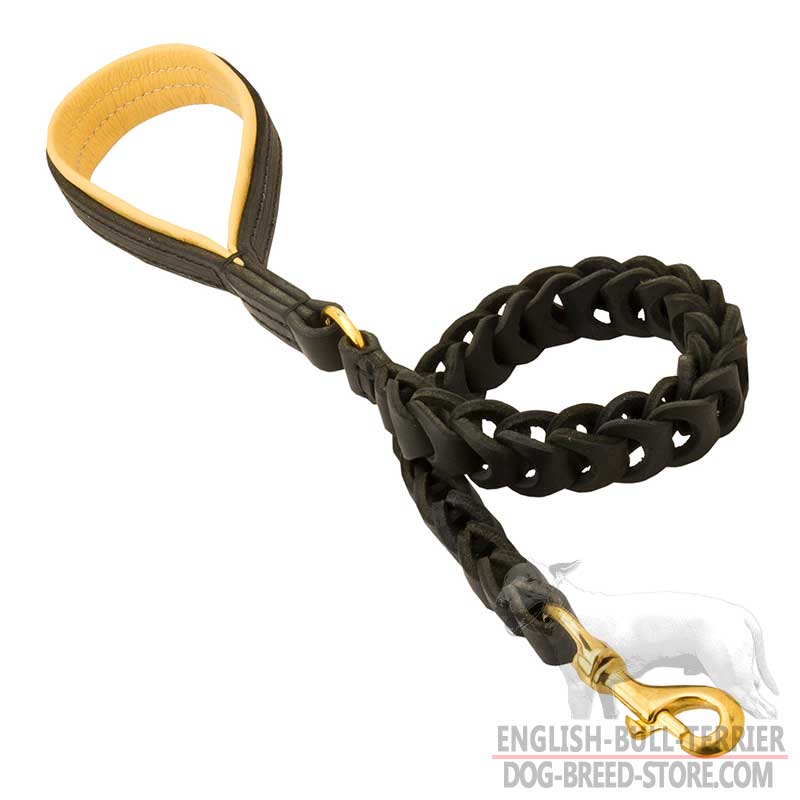 Handmade Anti-Pulling Leather Bull Terrier Leash for Training