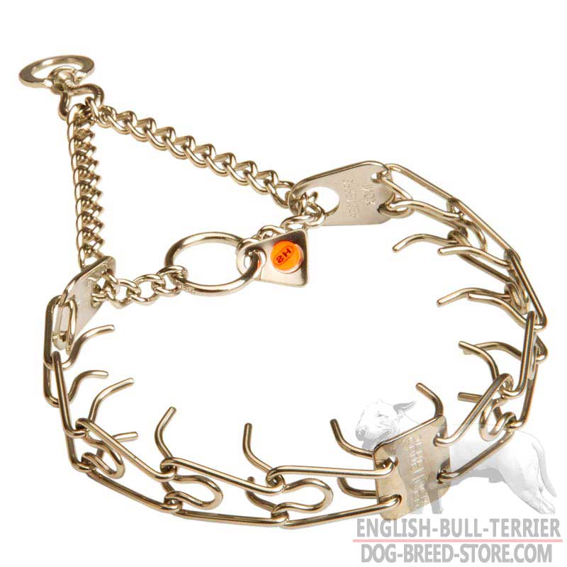 Stainless Steel Bull Terrier Pinch Prong Collar with Swivel and Quality Label
