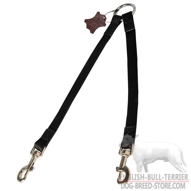 Short Nylon Bull Terrier Leash for Walking 2 Dogs