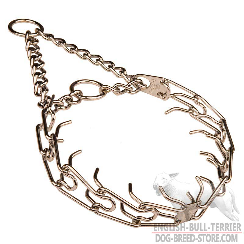 Chrome Plated Bull Terrier Pinch Prong Collar for Training