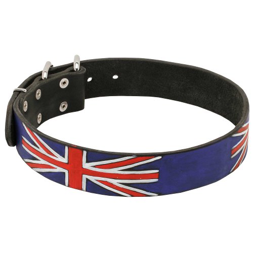 HEXAGON ENGLISH FLAG ENGLISH BULL TERRIER REAL LEATHER SILVER/BRASS