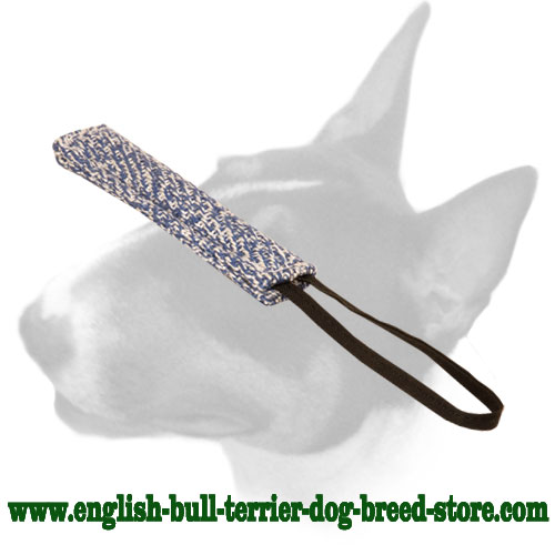 Narrow Puppy Bite Tug Made of French Linen for Training English Bull Terrier