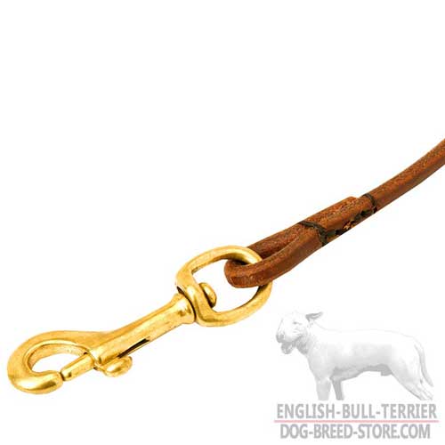 Beass Snap Hook on Rounded Slim Leather Bull Terrier Leash