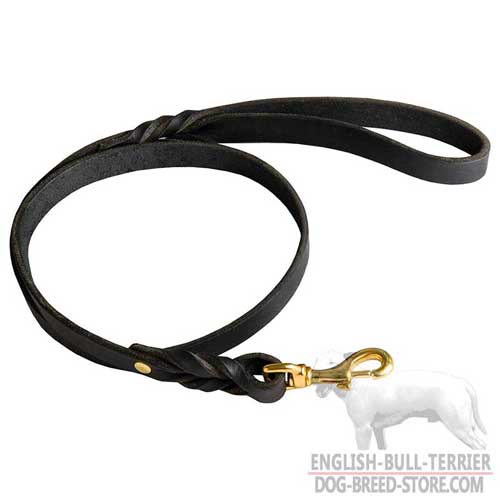 Braided Leather Dog Leash for Bull Terrier for Effective Training
