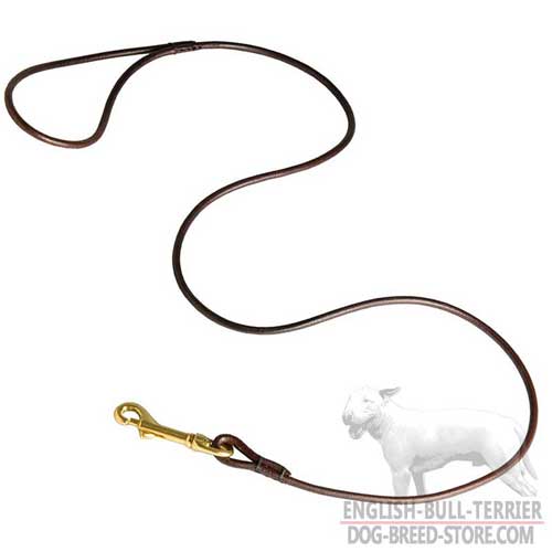 Non-Toxic Handcrafted Round Leather Bull Terrier Leash for Dog Shows