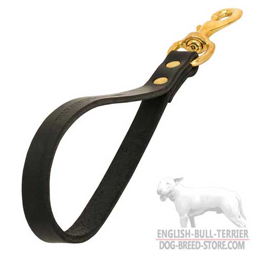 Short Training Leather Dog Leash for Bull Terrier with Snap Hook