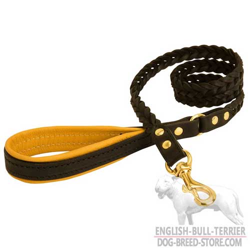 Handcrafted Braided Leather Dog Leash With Brass Snap Hook