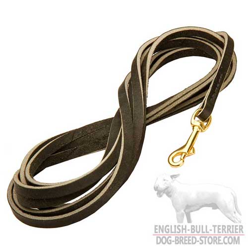 Training Handcrafted Long Leather Dog Leash With Brass Snap Hook