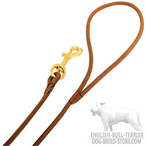Handle of Round Leather Dog Leash for Bull Terrier