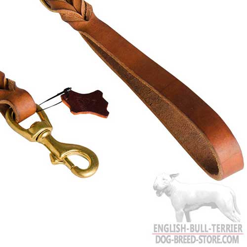 Golden Brass Snap Hook On Firm Leather Dog Leash for Police and Security Patrolling