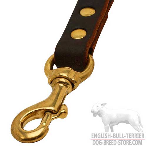Durable Snap Hook of Short Patrolling Leather Bull Terrier Leash
