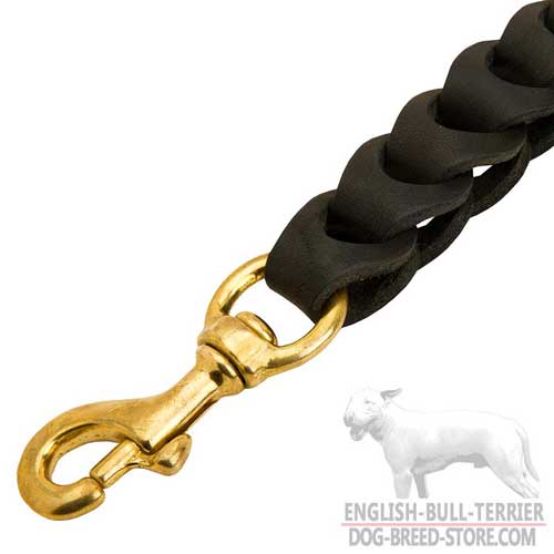 Strong Snap Hook on Anti-Pulling Leather Dog Leash for Bull Terrier
